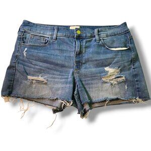 Universal Thread jean shorts womens 14 distressed cut-off denim high rise midi